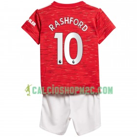 Manchester United Marcus Rashford 10 Bambino Maglia Prima 2020/2021 Manica Corta (+ Pantaloncini)